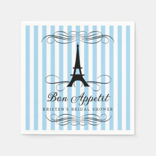 Möhippan Paris Eiffel Torn Blue Rand Pappersservett
