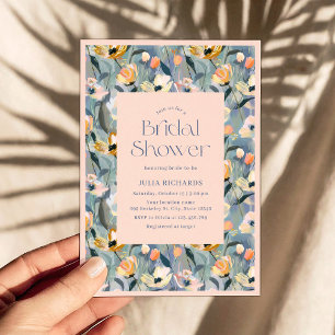 Möhippan Pastel Vintage Retro-Blommigt Inbjudningar
