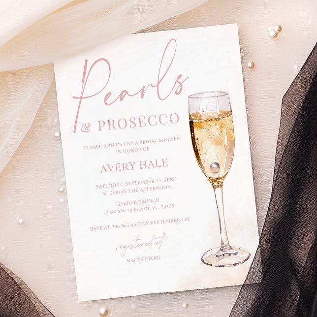 Möhippan Pearerna & Prosecco  Watercolor Inbjudningar (Skapare uppladdad)