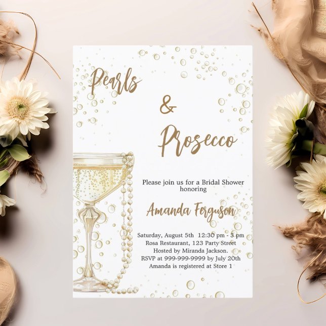 Möhippan Pearls and Prosecco bubbles Inbjudningar (Skapare uppladdad)