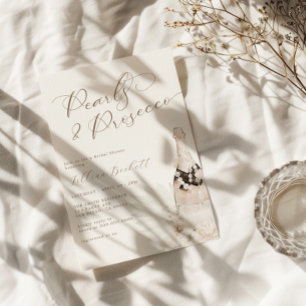 Möhippan Pearls och Prosecco Neutralt Script Inbjudningar