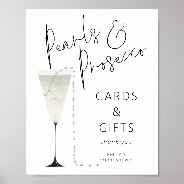 Möhippan Pearls Prosecco Cards Gifts Poster (Framsidan)