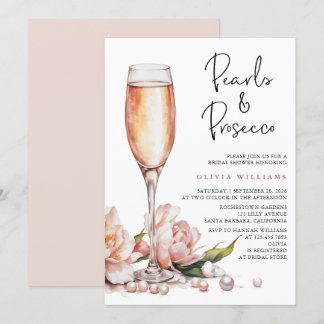 Möhippan Pearls & Prosecco Watercolor Inbjudningar