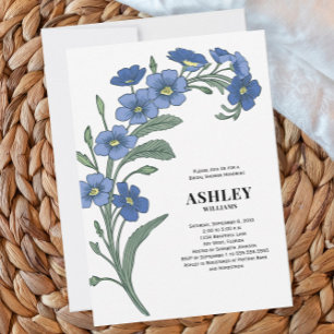 Möhippan Periwinkle Blue Modern Blommigt Inbjudningar