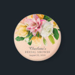Möhippan Persika Blommigt Magnet<br><div class="desc">Fin möhippa för blommigt med en underbar bukett av persikor,  rosa,  gult och vita blommor som är inställda på en lätt persikobakgrund. Vänd vår design om du vill visa en samordnande blommigt tillbaka för en speciell beröring i extra.</div>