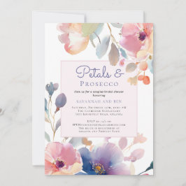 Möhippan Petals och Prosecco Blommigt Par Inbjudningar