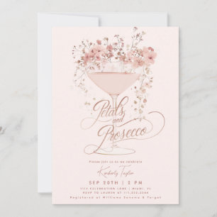 Möhippan Petals och Prosecco Rosa Wildblommor Inbjudningar