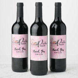 Möhippan Petals Pearls Prosecco Favors Vinflaska Etikett