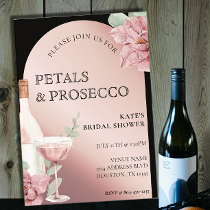 Möhippan Petals & Prosecco Black & Ro Guld Inbjudningar