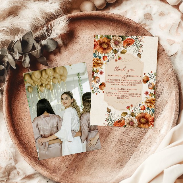 Möhippan Photo Rust Terracotta Flowers Tack Kort (Skapare uppladdad)