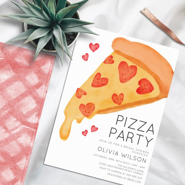 Möhippan Pizza-Avslappnad för vattenfärg Inbjudningar (Skapare uppladdad)