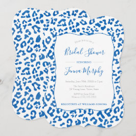 Möhippan Preppy Chic Blue Leopard Print Inbjudningar