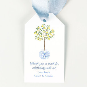 Möhippan Preppy Gult Blue Lemon Träd Presentetikett
