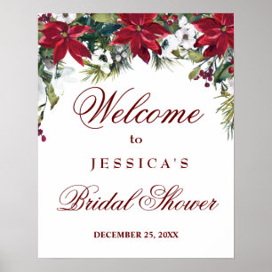 Möhippan Red Poinsettia Blommigt Chic Välkommen Poster