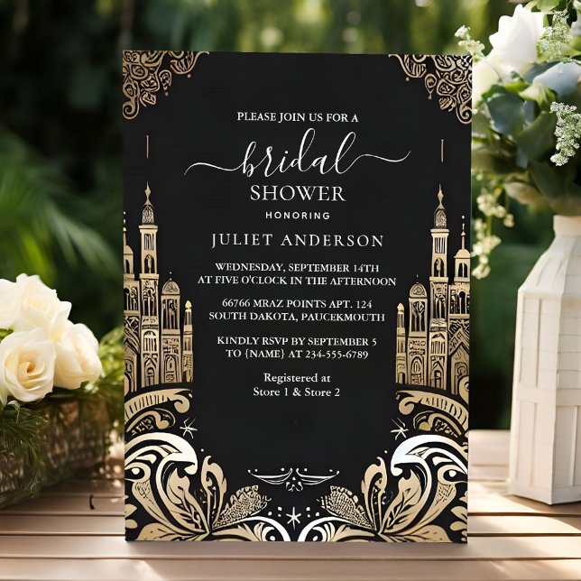 Möhippan Retro Arabiska exotiska fet Damask Inbjudningar (Skapare uppladdad)