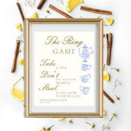 Möhippan Ring Game Tea China Set Blue White Snöre Poster