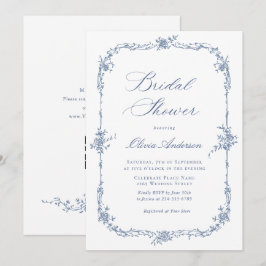 Möhippan Ro Toile för elegant Blue Fransk Inbjudningar