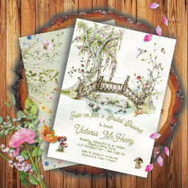 Möhippan Romantic Woodland Bridge Wildblomma Inbjudningar