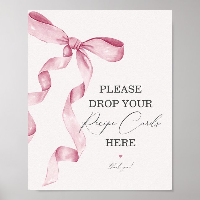 Möhippan rosa Bow  ett mottagningskortstecken Poster (Framsidan)