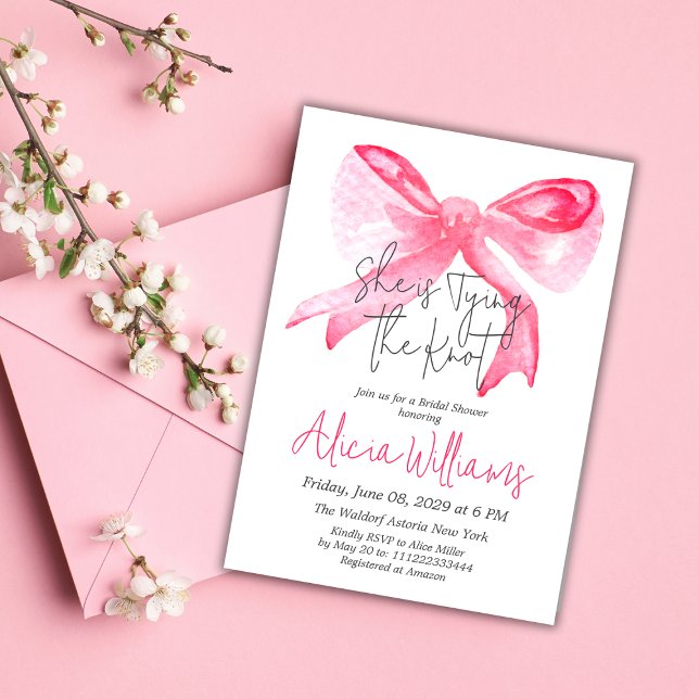 Möhippan Rosa Bow Gifter sig för elegant Inbjudningar (Skapare uppladdad)