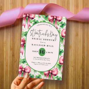 Möhippan rosa Bow och Klöver St patrick's day Inbjudningar