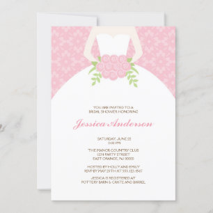 Möhippan Rosa Damask Mönster Inbjudningar