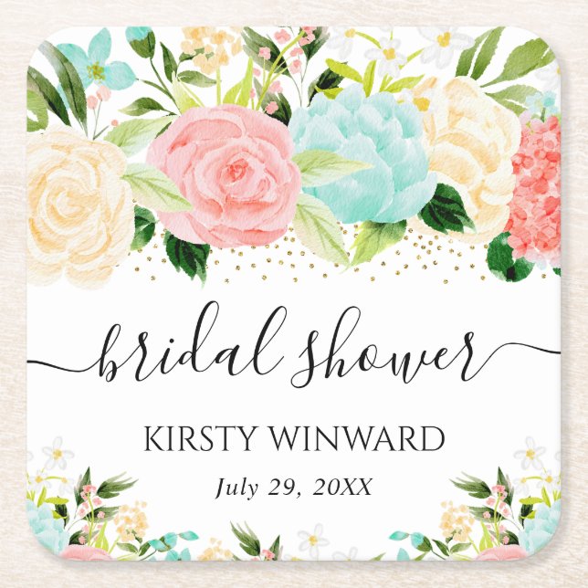 Möhippan Rosa och färgbrytare för vattenfärg Underlägg Papper Kvadrat (Framsidan)