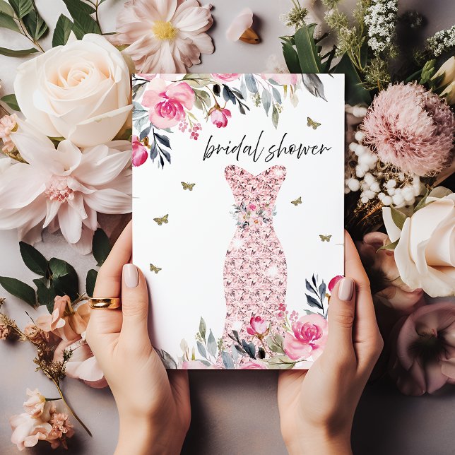 möhippan rosa ros Guld Bröllop Blommigt  Inbjudningar (Skapare uppladdad)