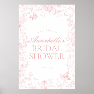 möhippan rosa toile de jouy blommigt Välkommen Poster
