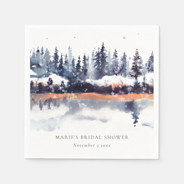 Möhippan Rust Navy Winter Gräs Forest Snö Pappersservett (Framsidan)