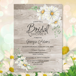 Möhippan Rustic Barn Wood White Daisys Inbjudningar