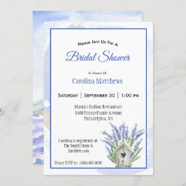 Möhippan Rustic Blue Lavender Birdhouse Inbjudningar