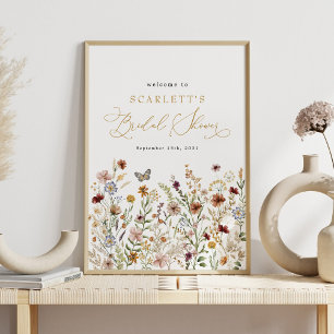 Möhippan Rustic Boho Wildblommor Välkommen Poster