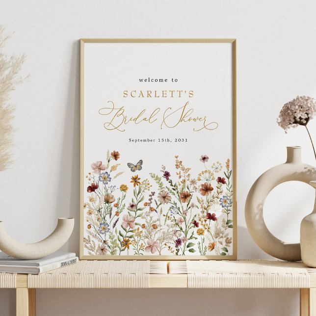 Möhippan Rustic Boho Wildblommor Välkommen Poster (Skapare uppladdad)