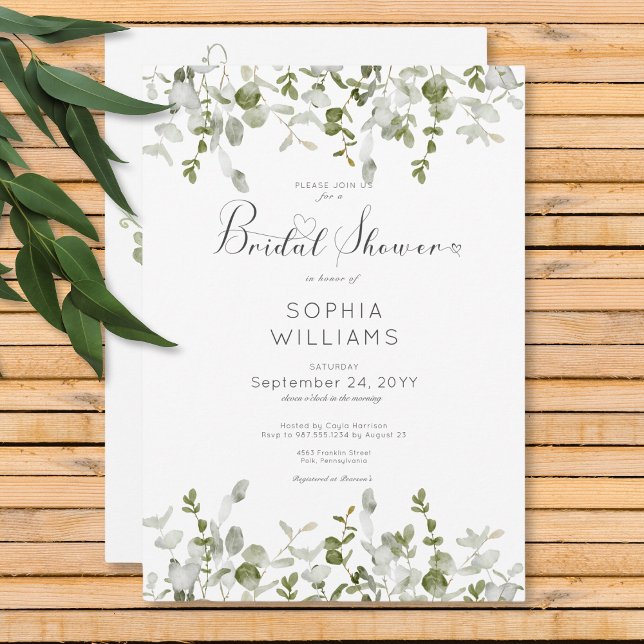 Möhippan Rustic Botanical Greenery Inbjudningar (Rustic Botanical Greenery Bridal Shower Invitation)
