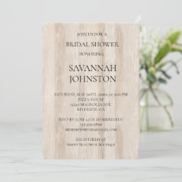 Möhippan Rustic Faux Cream White Wood Inbjudningar