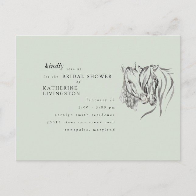 Möhippan Rustic Horses Nuzzling Sage Vykort (Framsida)