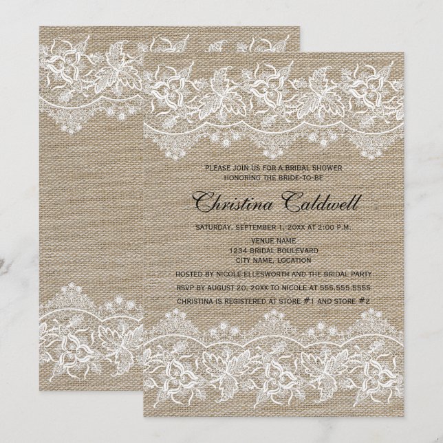 Möhippan Rustic Jute and Snöre look Inbjudningar (Fram/baksida)