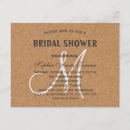 Möhippan Rustic Vin Kork Bröllop Monogram Inbjudningar