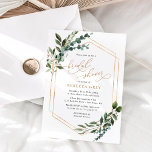 Möhippan Rustic Watercolor Greenery Guld Inbjudningar<br><div class="desc">Den här eleganten Rustic Greenery Guld-samlingen har blandade vattenfärgsgröna löv med guld-geometriska ram parade med ett klassserif-teckensnitt i svart. Matchande objekt är tillgängliga.</div>