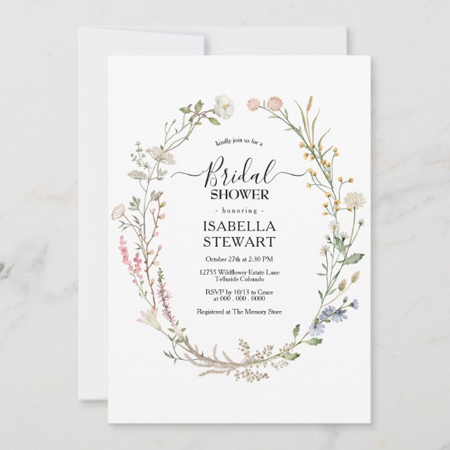 Möhippan Rustic Watercolor Wildblomma Vår Inbjudningar (Framsida)