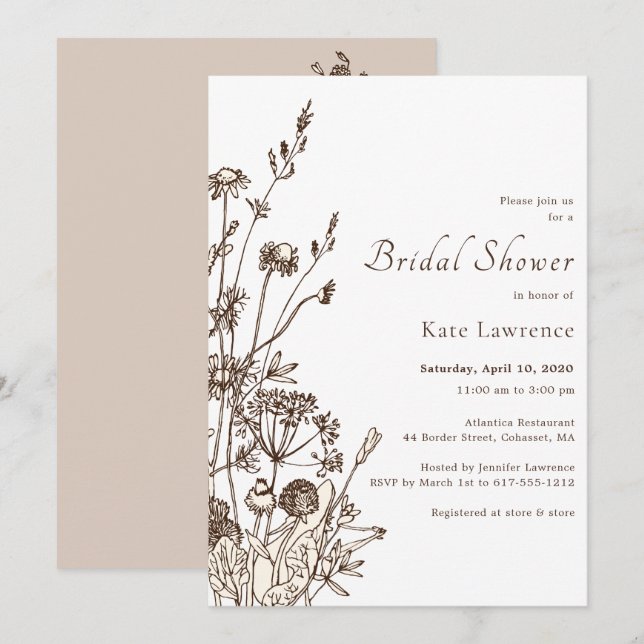 Möhippan Rustic Wildblomma Fall Inbjudningar (Fram/baksida)