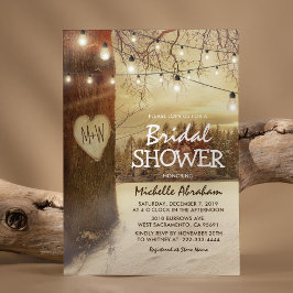 Möhippan Rustic Winter Träd Twinkle Ljus Inbjudningar