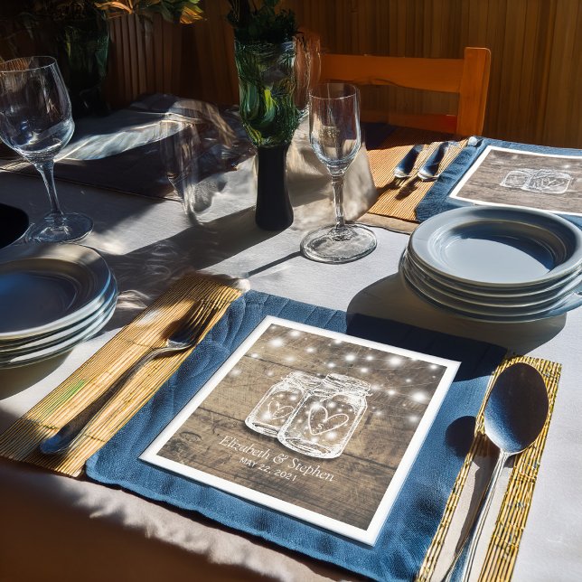 Möhippan Rustic Wood Mason Burk String Ljus Pappersservett (Skapare uppladdad)