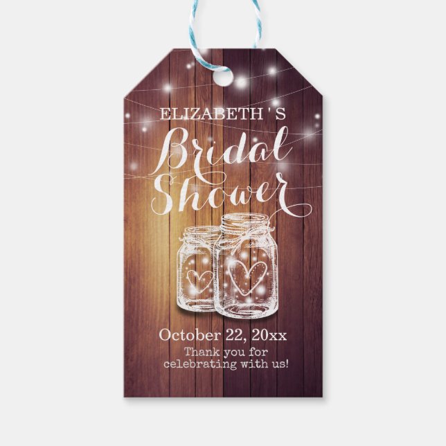 Möhippan Rustic Wood Mason Burk String Ljus Presentetikett (Framsidan)