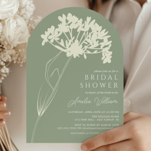 Möhippan Sage Grönt & Cream Modern Blommigt Inbjudningar