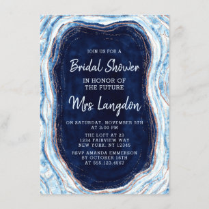 Möhippan Sapphire Blue Geode Segce Bröllop Inbjudningar