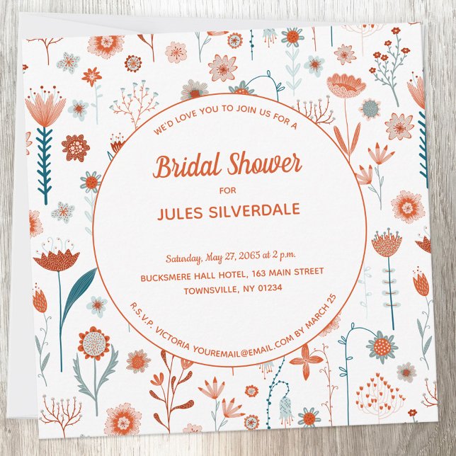 Möhippan Scandinavian Summer Flowers Inbjudningar (Scandinavian wildflower custom bridal shower invitation)