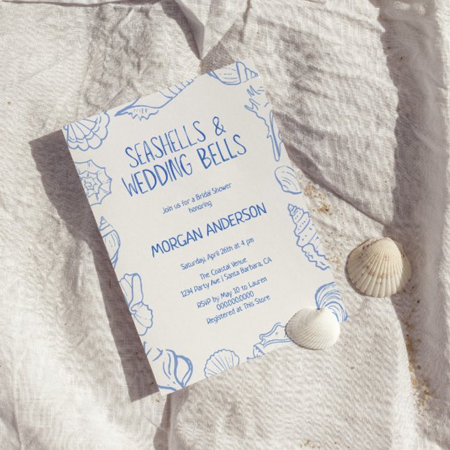 Möhippan Seashells och Bröllop Klockor Inbjudningar (Skapare uppladdad)