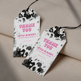 Möhippan Senaste Hoedown Cow Print Shock rosa Presentetikett